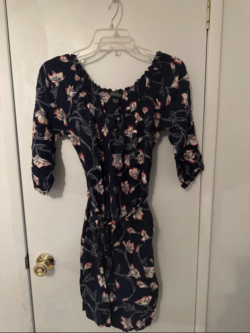 Lucky Brand Navy Floral Off-Shoulder Mini Dress